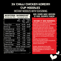3x chilli chicken korean cup noodles - pack of 4